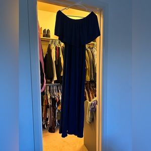 Francesca’s navy blue off the shoulder maxi dress. Tags still on. Never worn.